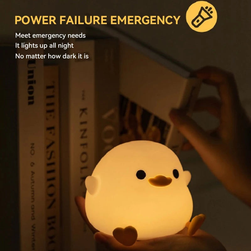 LED Night Light Cute Doudou Duck Silicone Lamp for Children Kid Touch Sensor Timing USB Rechargeable Soft Light Eye Care Hot