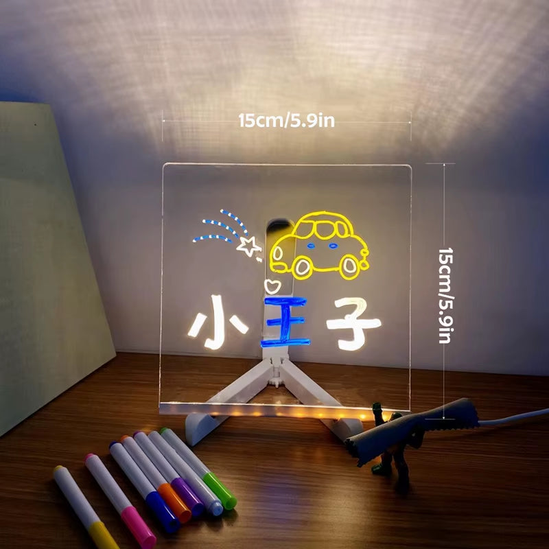 Xiaomi  LED Note Board with Night Light Colorful 7 Pens DIY Acrylic Erasable Message Drawing Board for Kids Birthday Gift