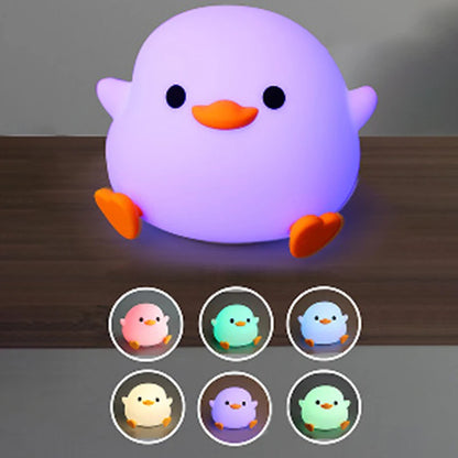 LED Night Light Cute Doudou Duck Silicone Lamp for Children Kid Touch Sensor Timing USB Rechargeable Soft Light Eye Care Hot