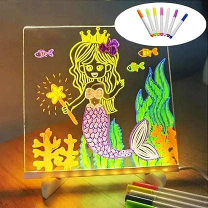 Xiaomi  LED Note Board with Night Light Colorful 7 Pens DIY Acrylic Erasable Message Drawing Board for Kids Birthday Gift