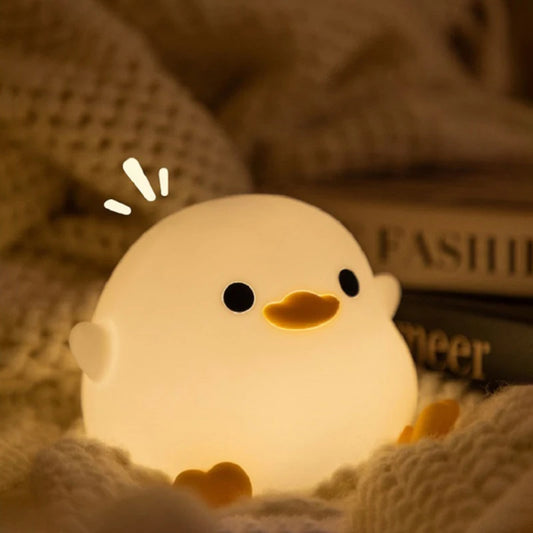 LED Night Light Cute Doudou Duck Silicone Lamp for Children Kid Touch Sensor Timing USB Rechargeable Soft Light Eye Care Hot