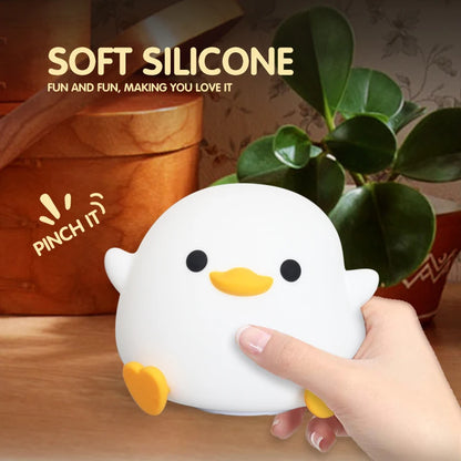 LED Night Light Cute Doudou Duck Silicone Lamp for Children Kid Touch Sensor Timing USB Rechargeable Soft Light Eye Care Hot